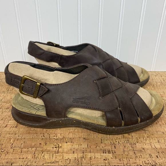Dansko Men’s Brown Leather Sandals - Picture 1 of 9